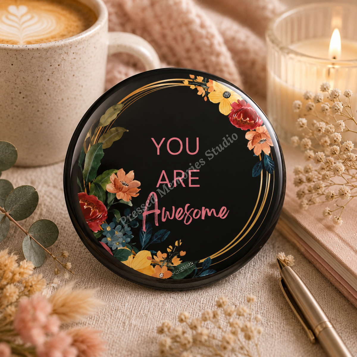 Bloom & Believe Floral Button Pins | Set of 2 | 58mm