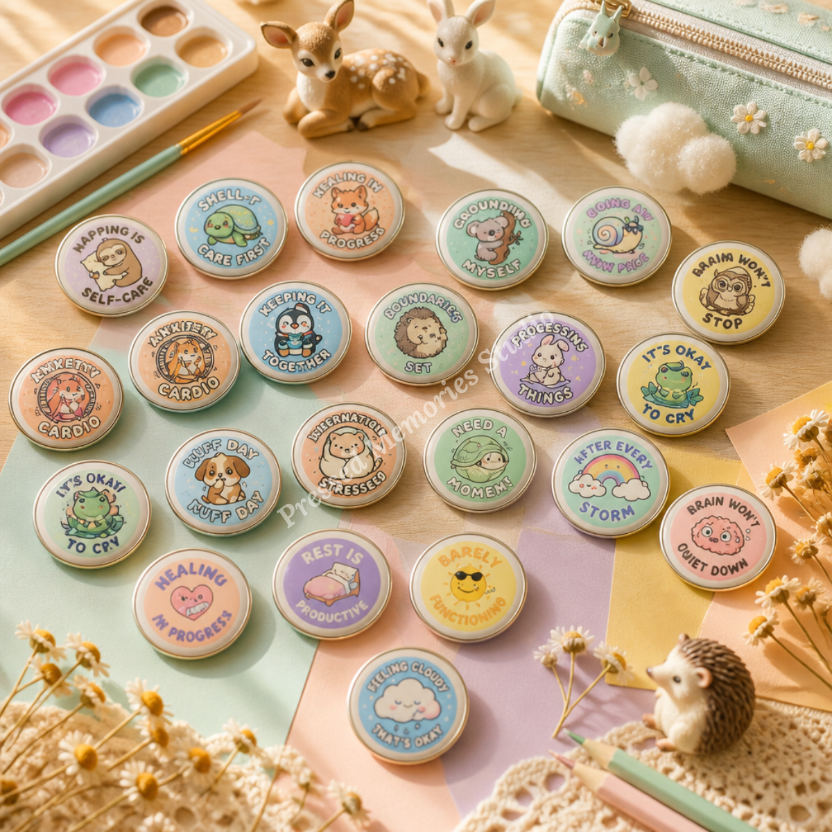 Cozy Creatures Animal Button Pins | Set of 3 | 37mm