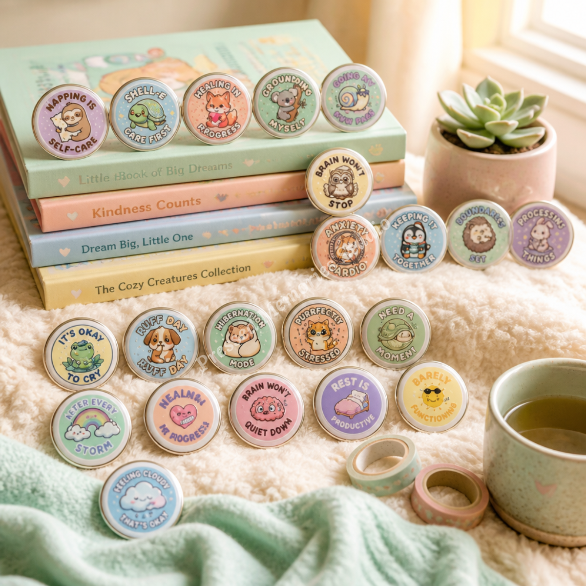 Cozy Creatures Animal Button Pins | Set of 3 | 37mm