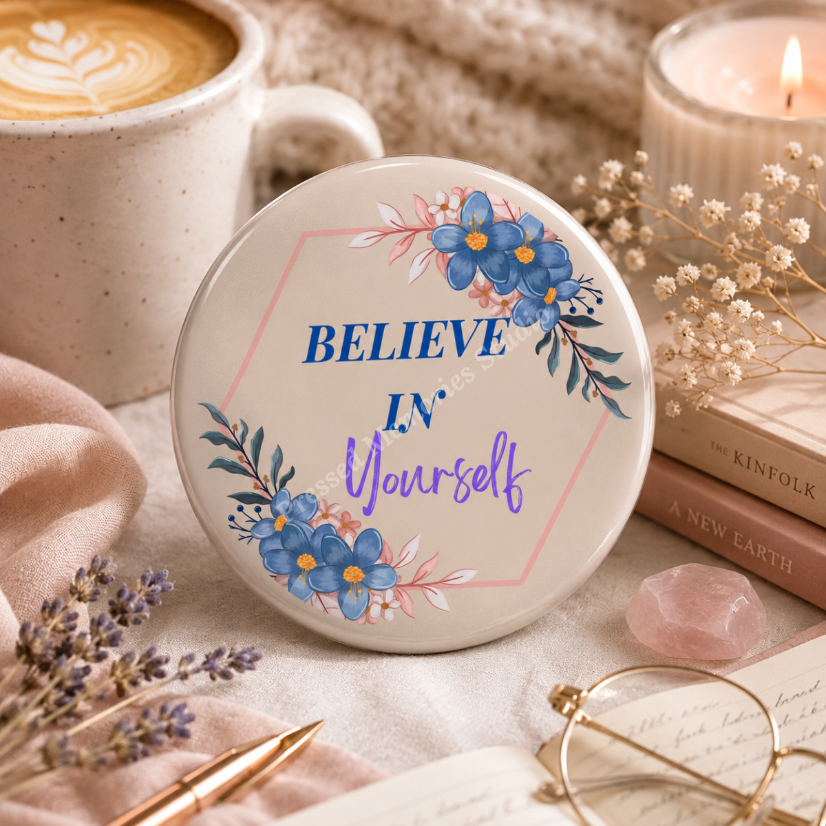 Bloom & Believe Floral Button Pins | Set of 2 | 58mm