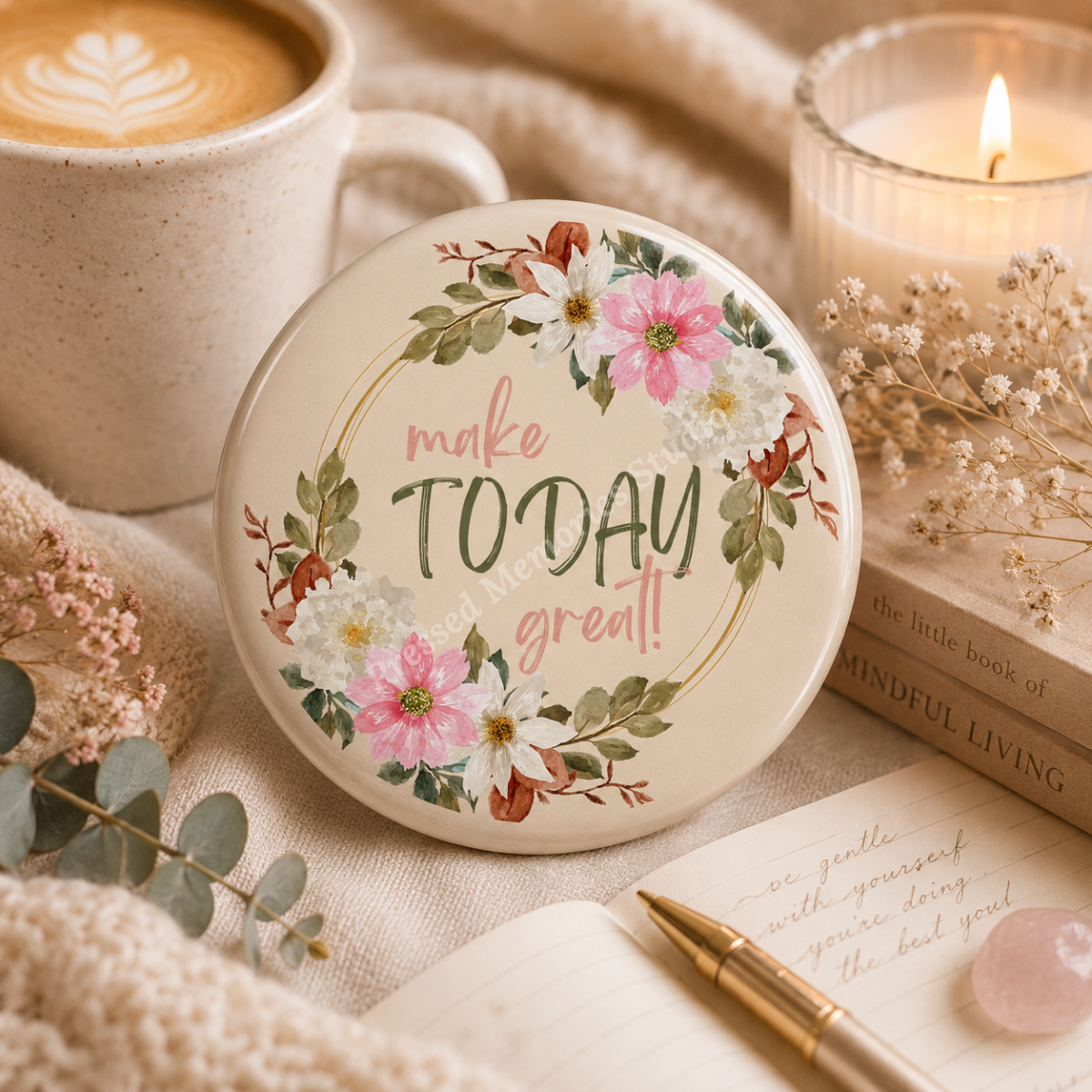 Bloom & Believe Floral Button Pins | Set of 2 | 58mm