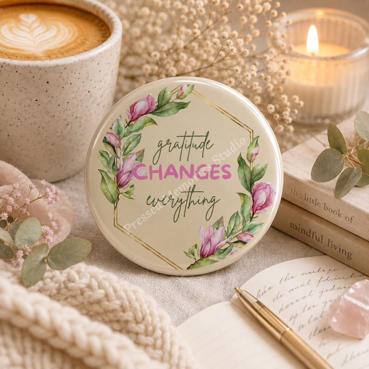 Bloom & Believe Floral Button Pins | Set of 2 | 58mm