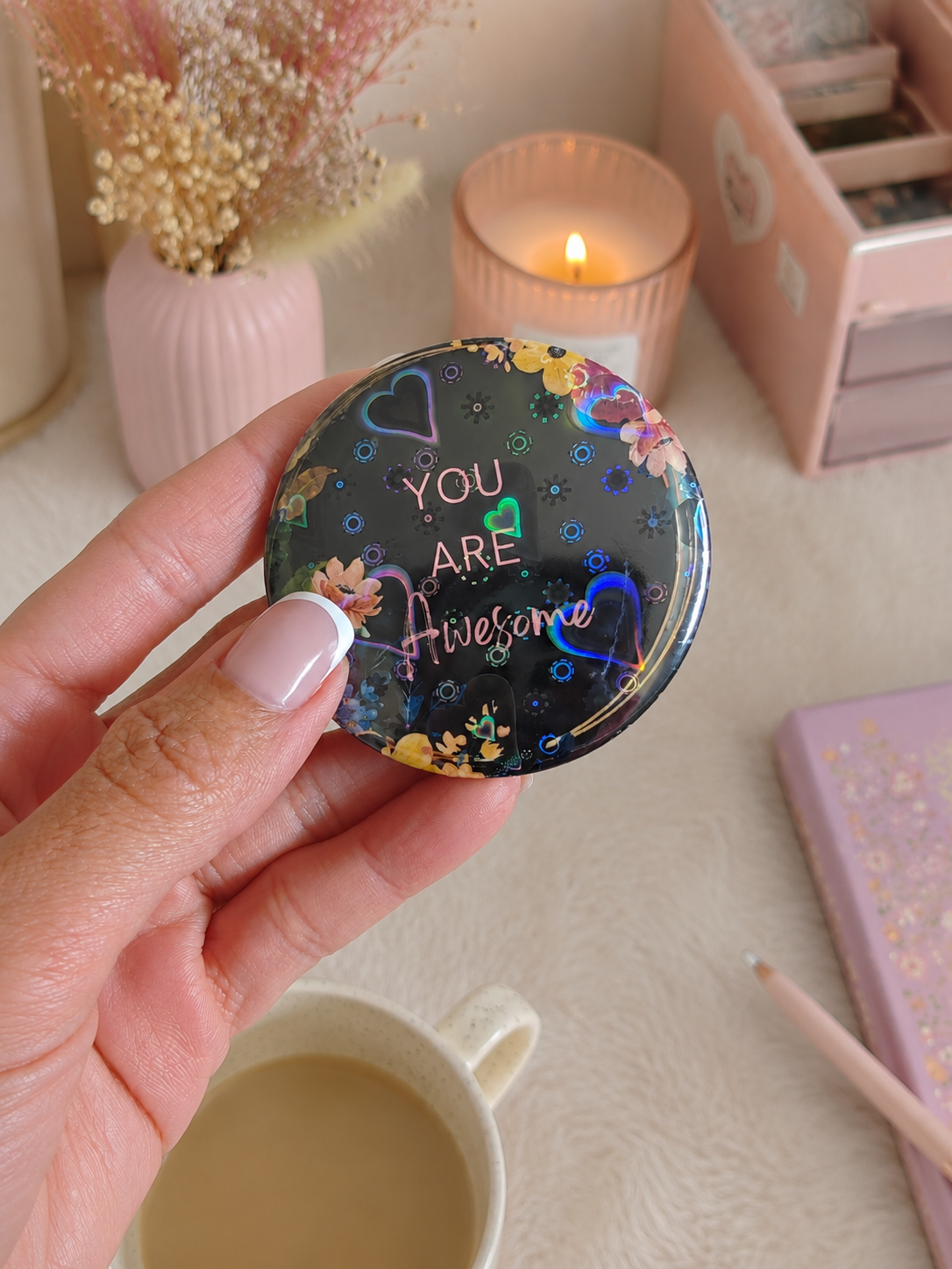 Bloom & Believe Floral Button Pins | Set of 2 | 58mm