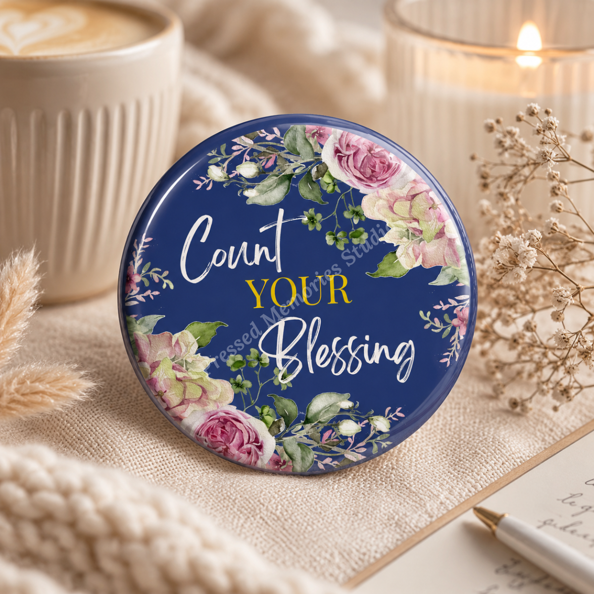 Bloom & Believe Floral Button Pins | Set of 2 | 58mm