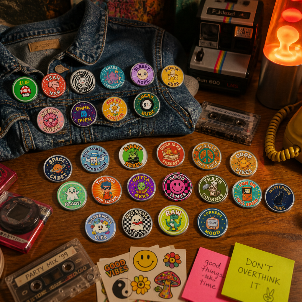 Pin the Mood Surprise Pack | 5 Random Button Pins 37mm (1.5")
