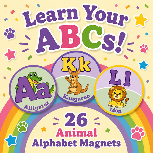 Alphabet Animals Collection – 58mm Educational Photo Magnets | A–Z Learning Magnets