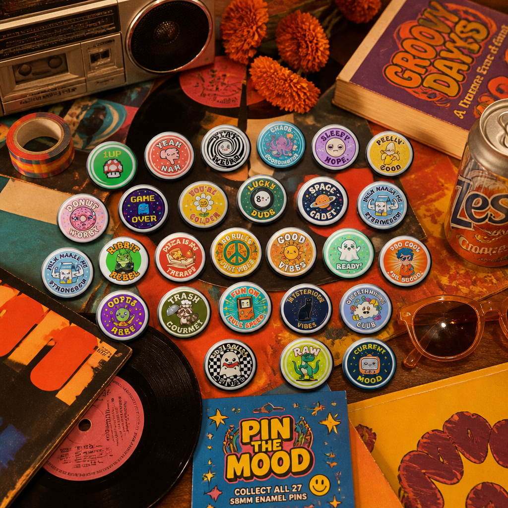 Pin the Mood Surprise Pack | 5 Random Button Pins 37mm (1.5")